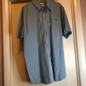 COLUMBIA Men's Size XL Blue Plaid short Sleeves Button Up Casual Shirt